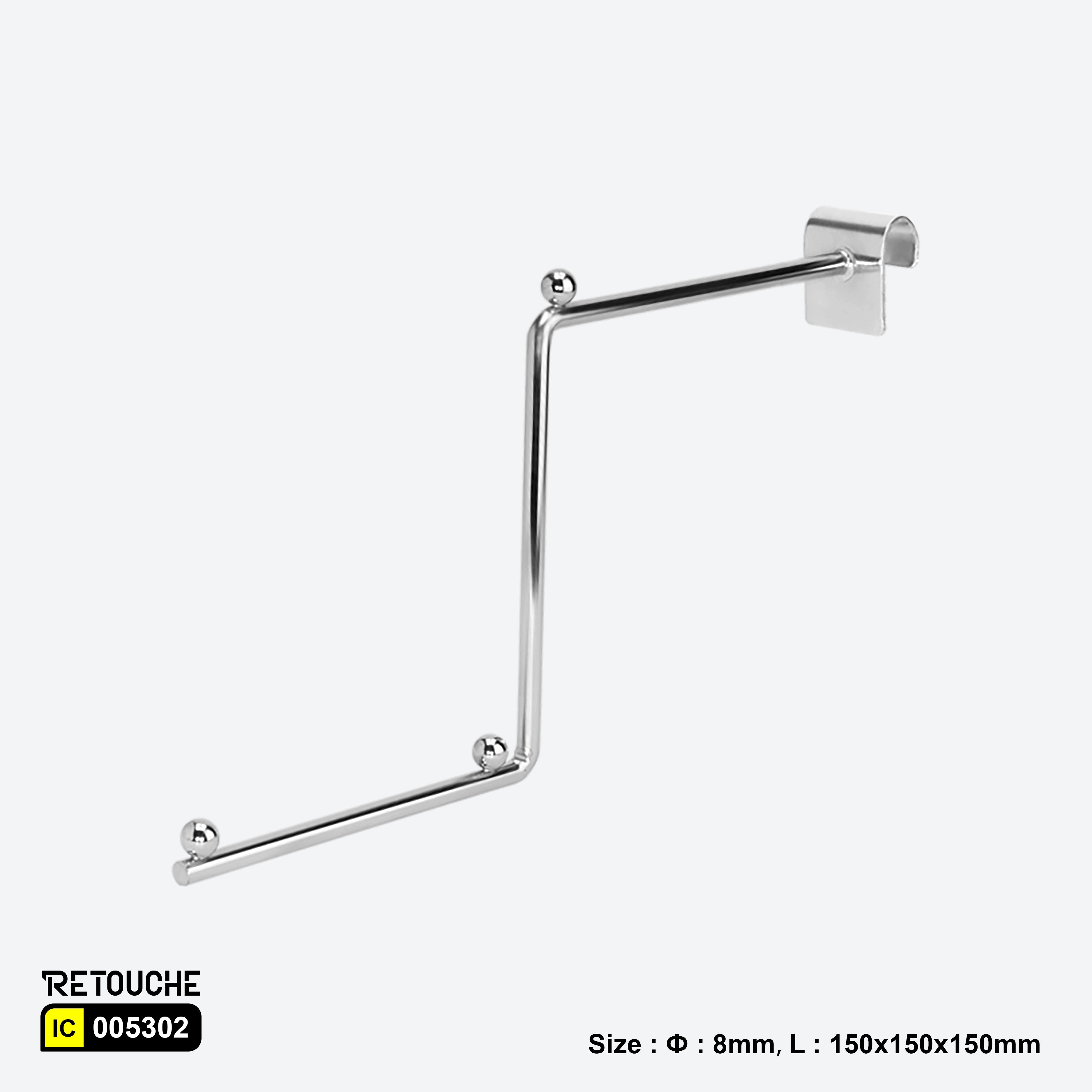 Stepped Display Hook for Oval Crossbar, with Beads, Metal