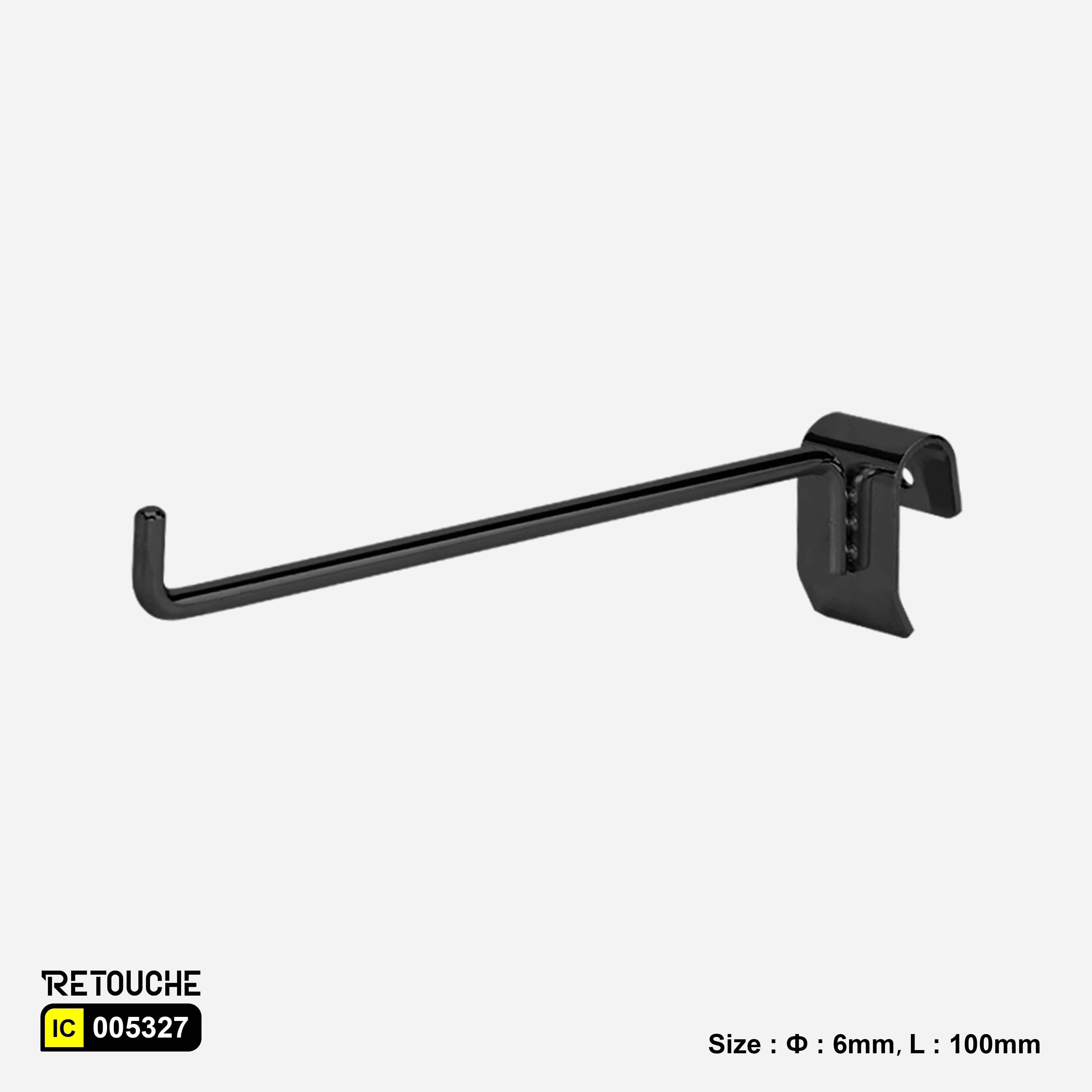 Single Prong Display Hook for Oval Crossbar, Metal ,Black
