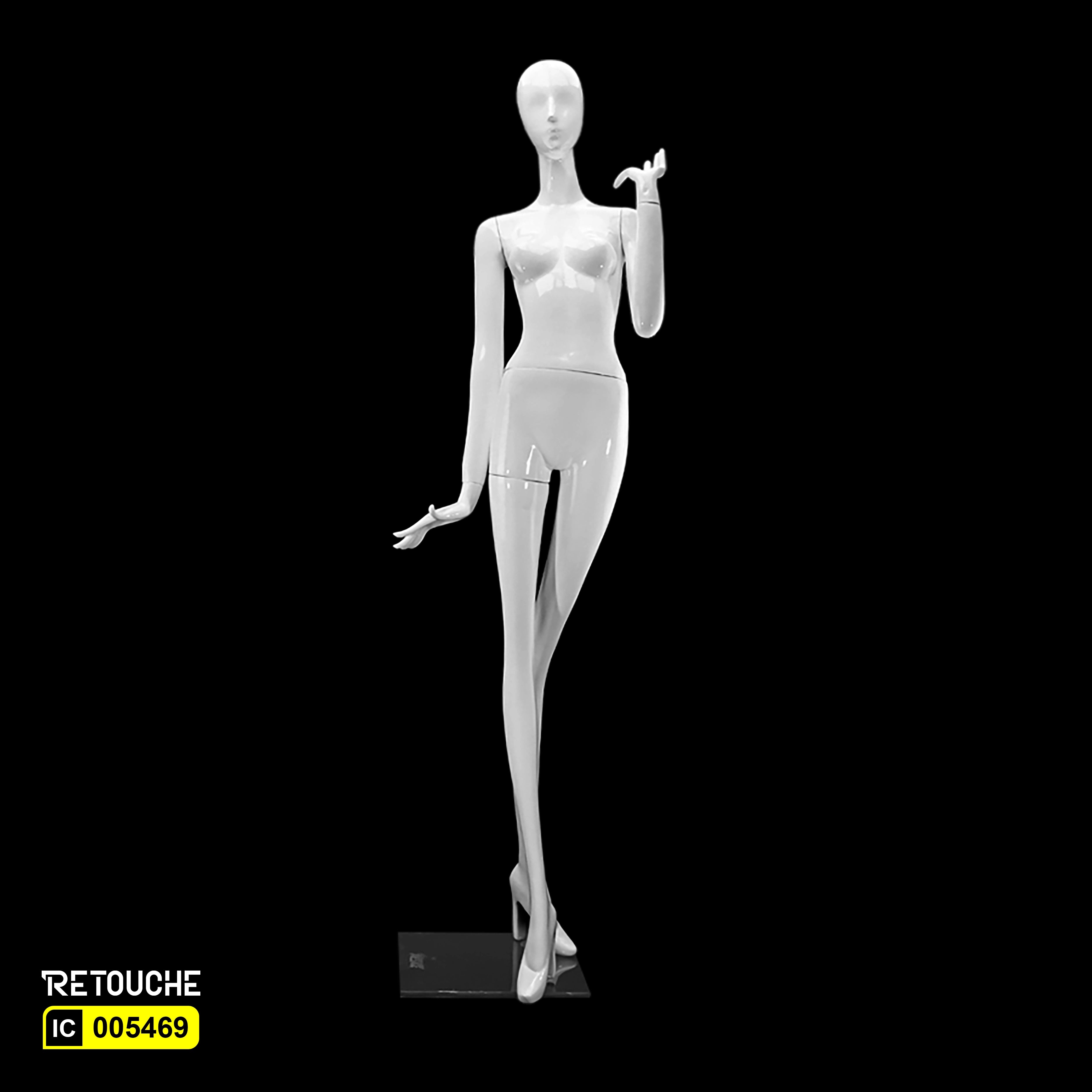 Female Mannequin, Abstract Face, Full Body, Glossy White Color