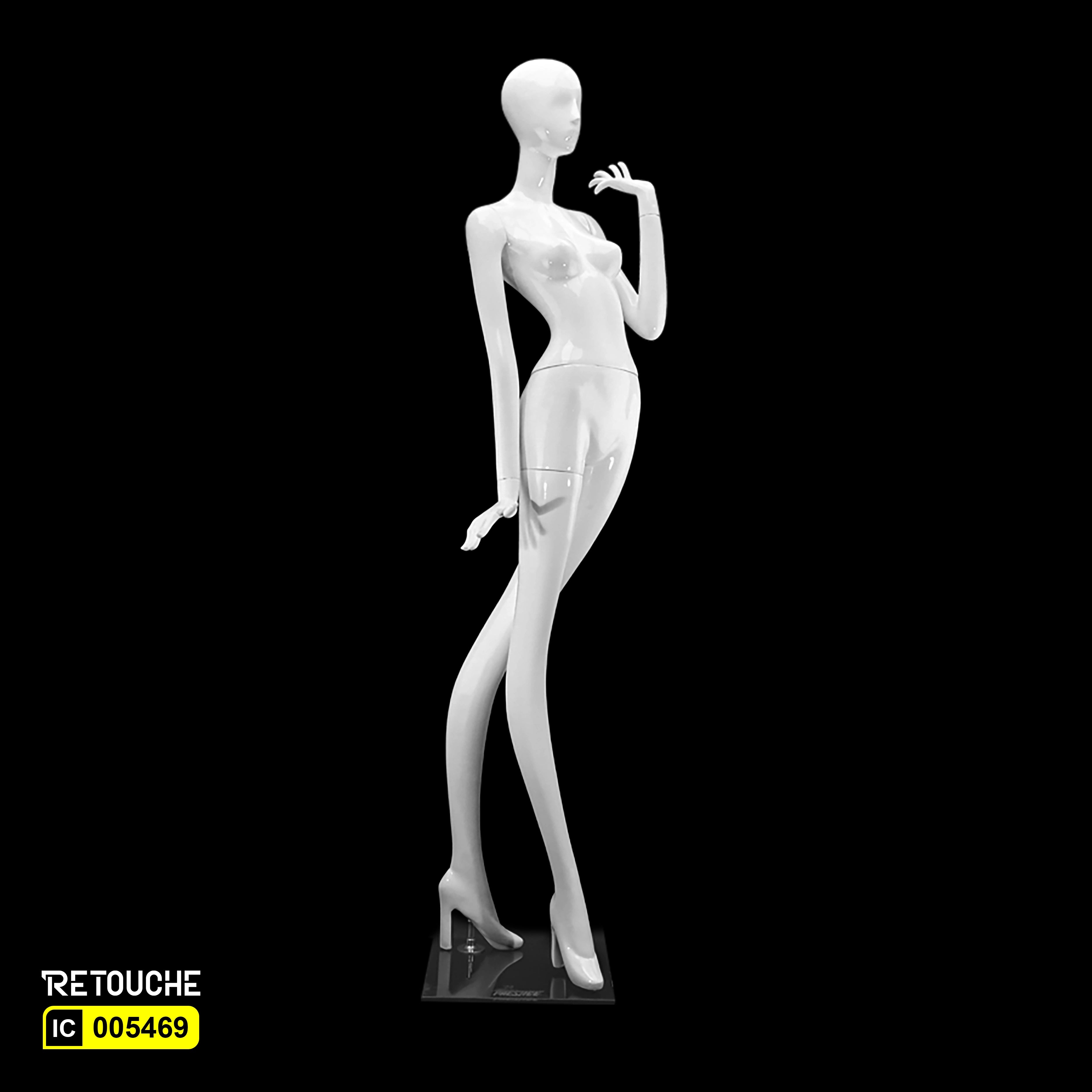 Female Mannequin, Abstract Face, Full Body, Glossy White Color