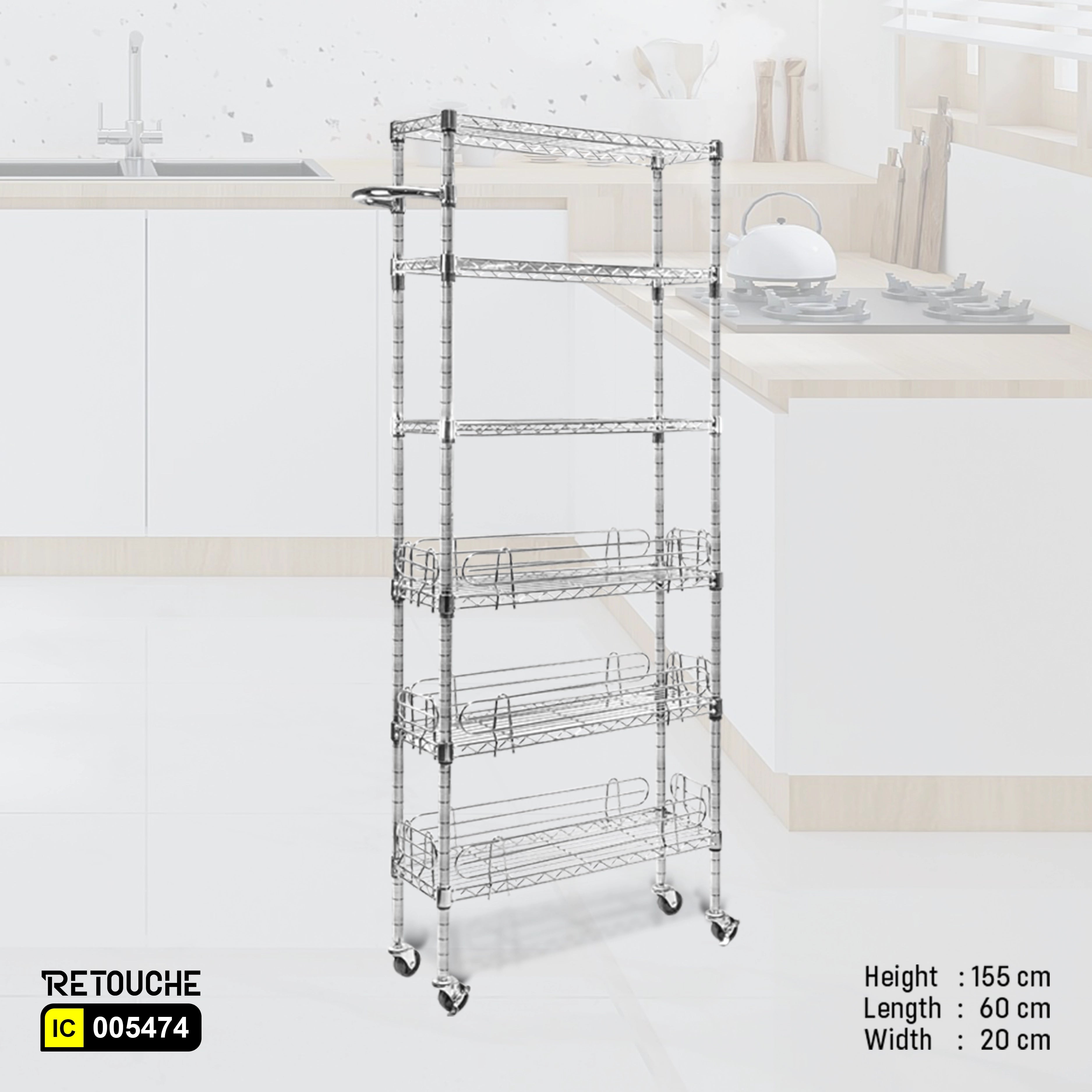 Wire Shelving Rack, 6-Tier, with Wheels, Carbon Steel, Chrome Finish