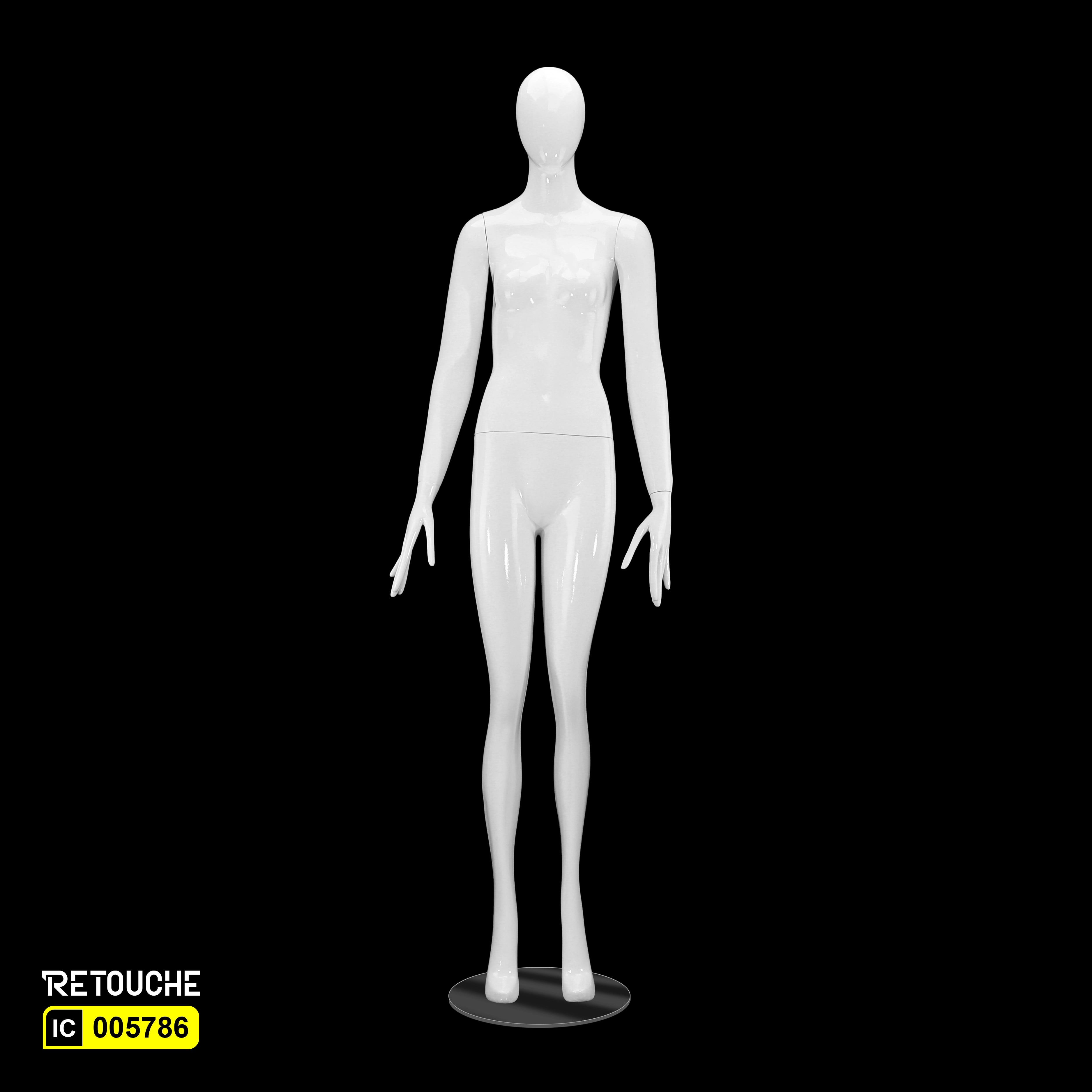 Female Mannequin, Egg Face, Full Body, Glossy White Color