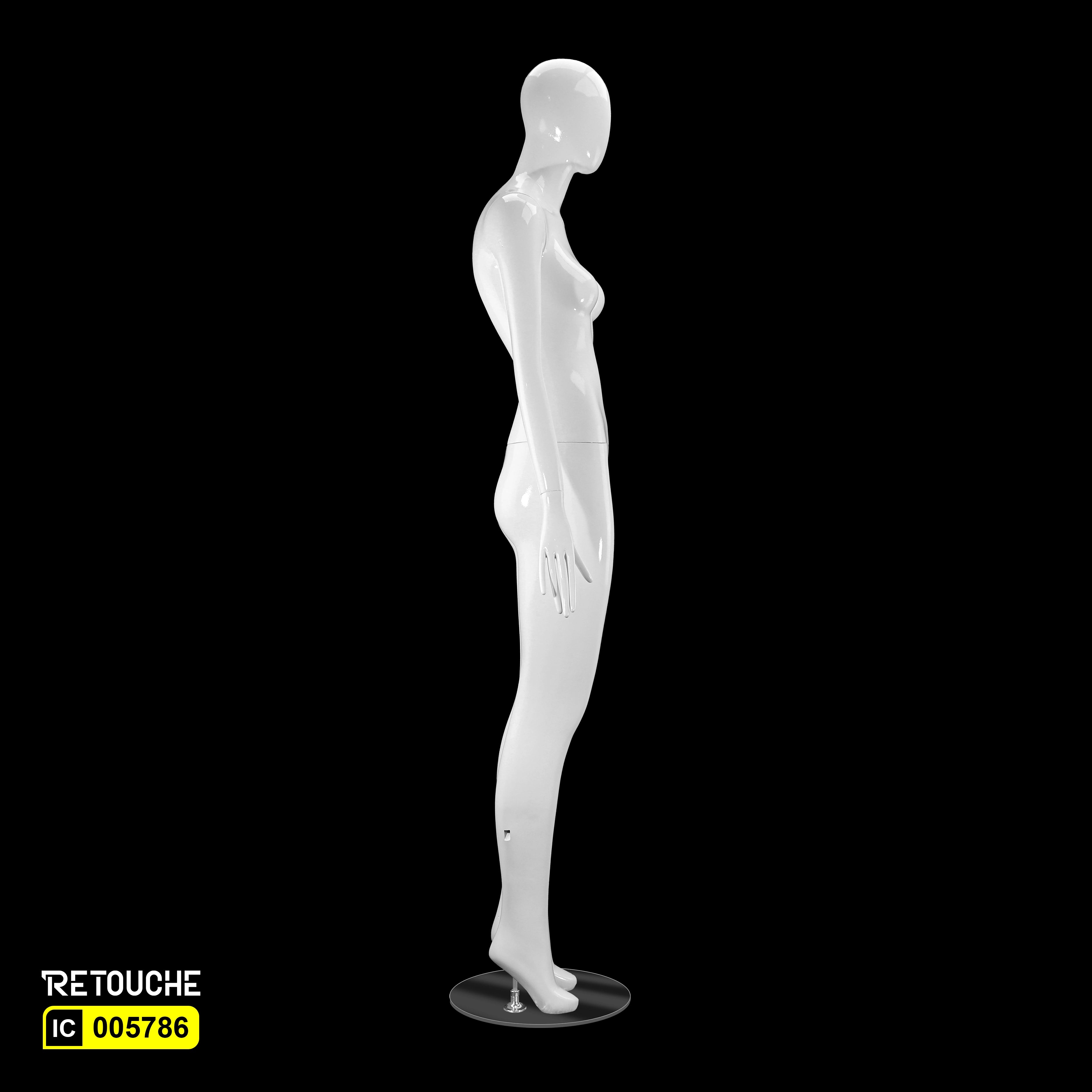 Female Mannequin, Egg Face, Full Body, Glossy White Color