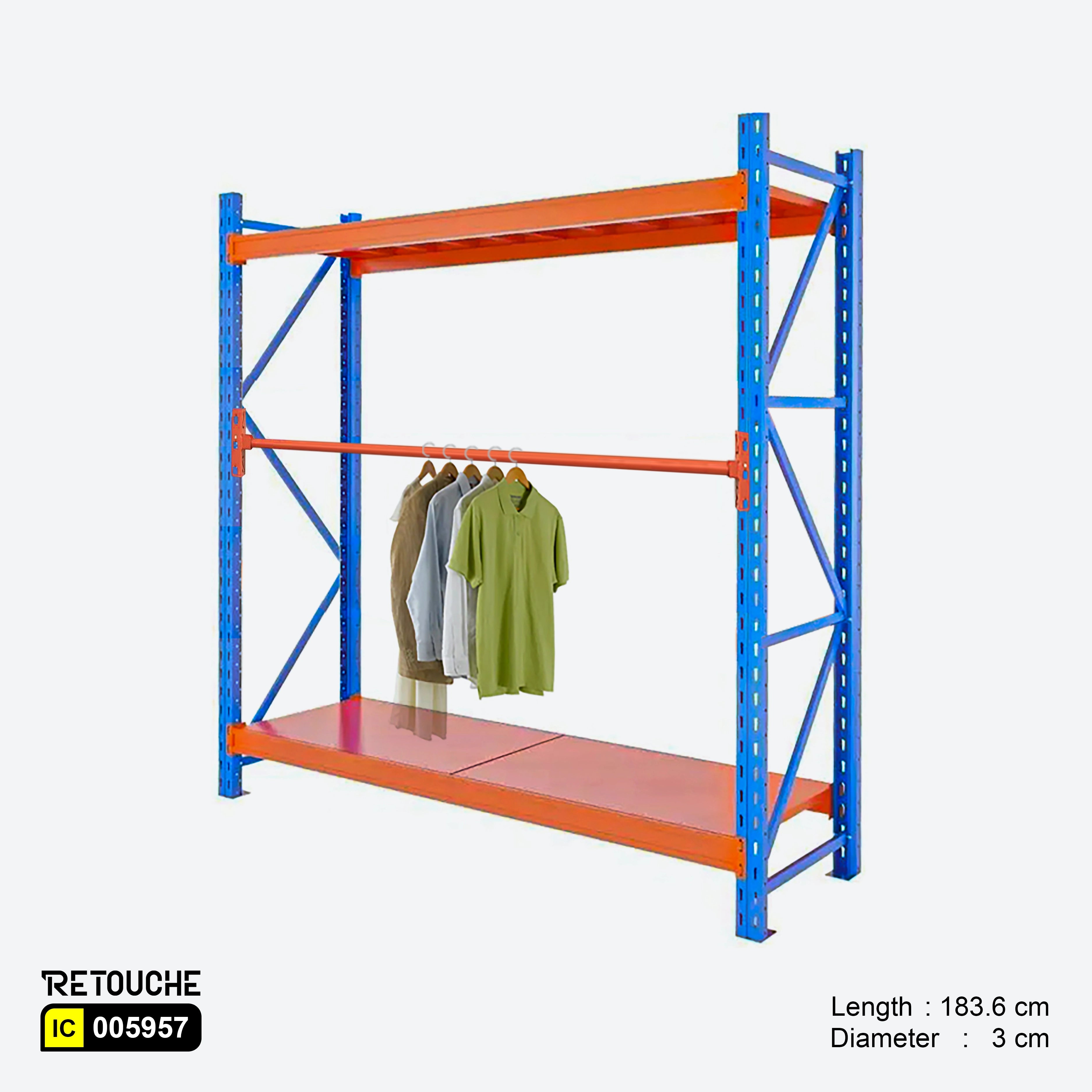 Hanging Rod for Storage Shelving Rack, Orange Color