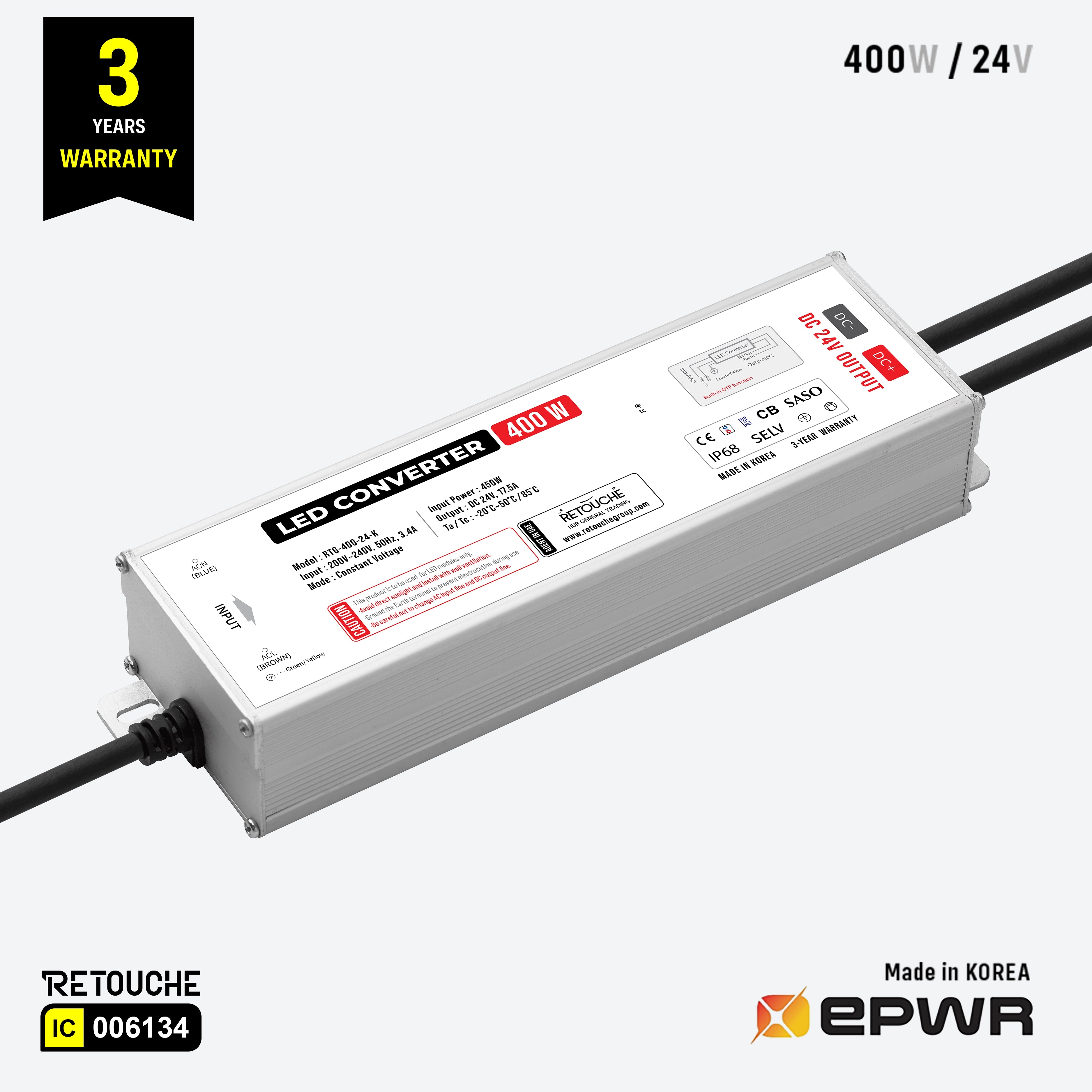 مزود طاقة LED (محول) 400 واط