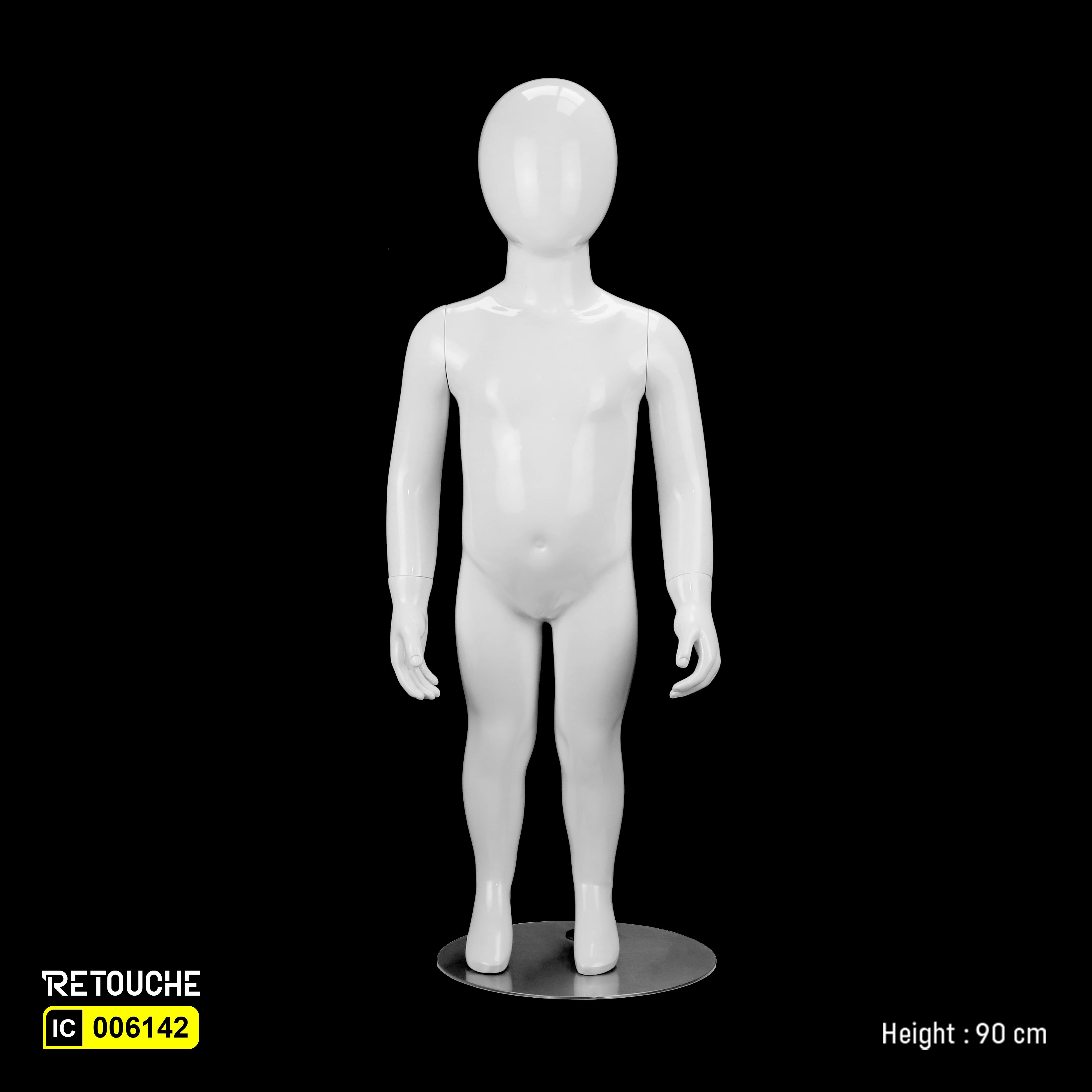 89 cm Egg-Face Toddler Mannequin - White Glossy Finish