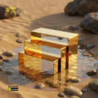 3 Gold Countertop Display Risers for Shoes | Handbags | Purses | Perfumes Retouche Hub General Trading L.L.C