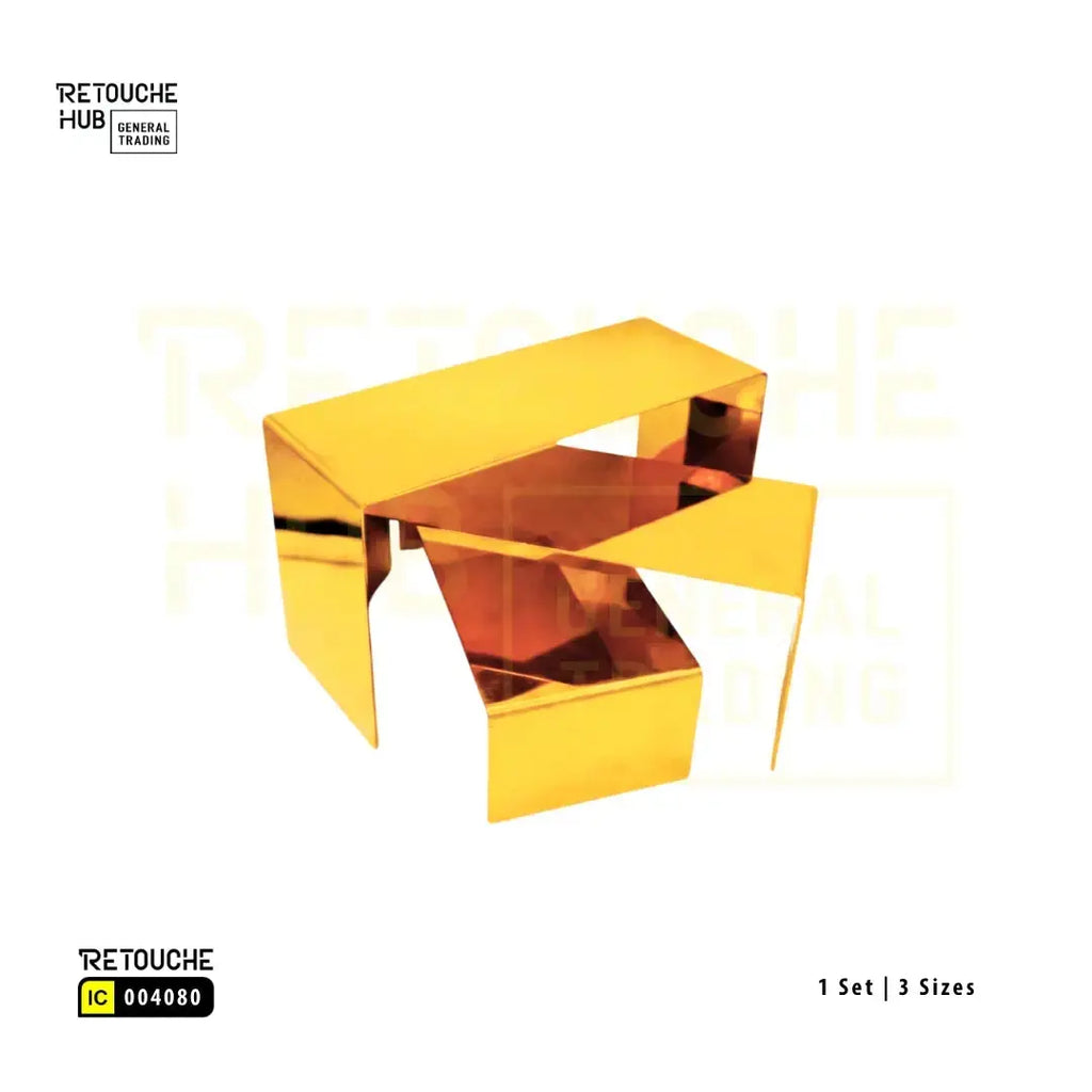 3 Gold Countertop Display Risers for Shoes | Handbags | Purses | Perfumes Retouche Hub General Trading L.L.C