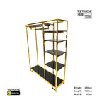 Clothes Stand | Gold Metal Stand With Hanging Bar With  Black Shelf | Modern & Durable Retouche Hub General Trading L.L.C