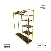 Clothes Stand | Gold Metal Stand With Hanging Bar With  Black Shelf | Modern & Durable Retouche Hub General Trading L.L.C