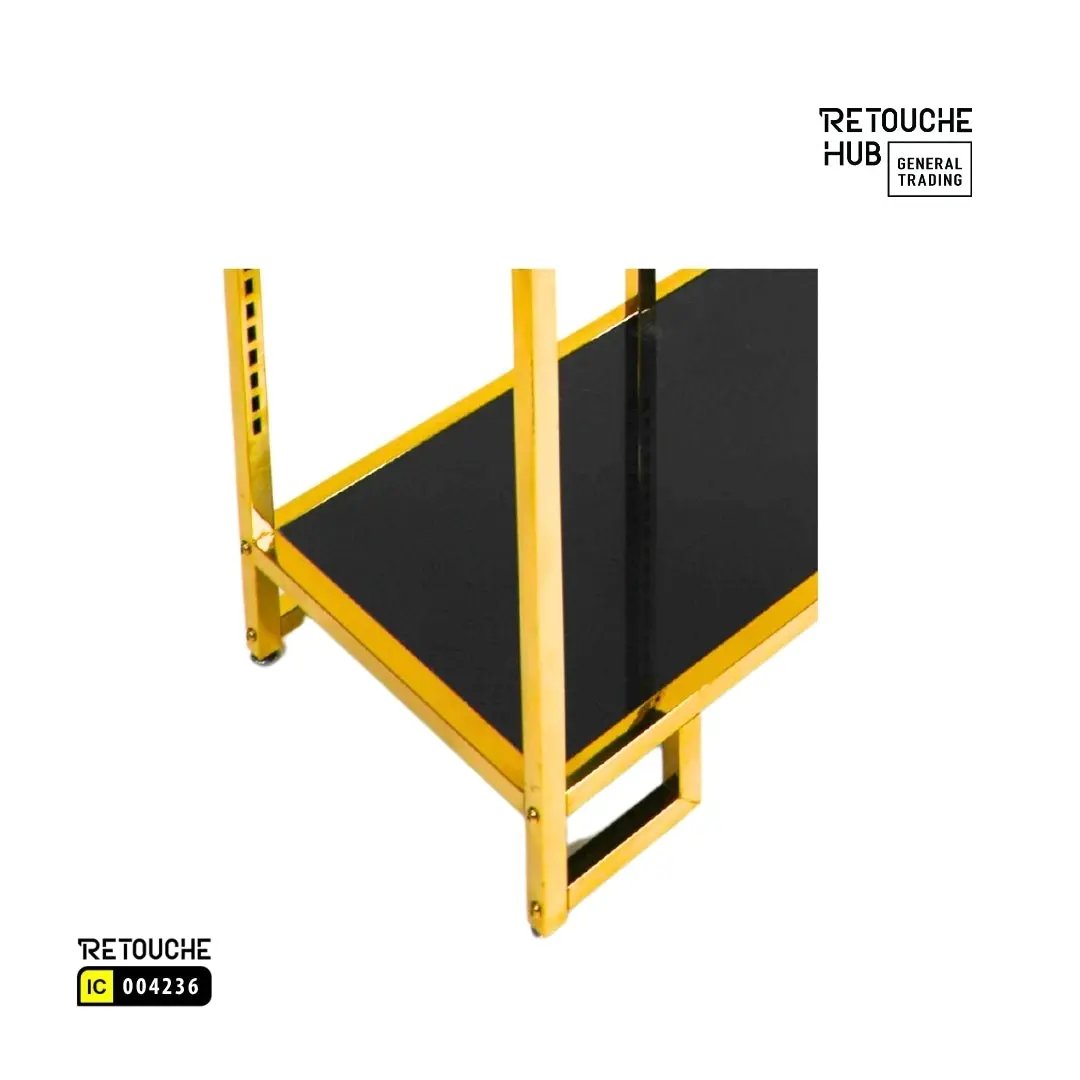 Clothes Stand | Gold Metal Stand With Hanging Bar With  Black Shelf | Modern & Durable Retouche Hub General Trading L.L.C