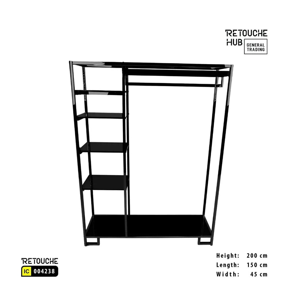 Clothes Stand | Gold Metal Stand With Hanging Bar With  Black Shelf | Modern & Durable Retouche Hub General Trading L.L.C