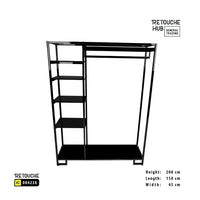 Clothes Stand | Gold Metal Stand With Hanging Bar With  Black Shelf | Modern & Durable Retouche Hub General Trading L.L.C