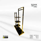 Clothes Stand | Gold Metal with  Black Shelf | Modern & Durable Retouche Hub General Trading L.L.C