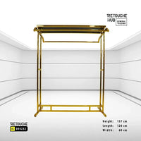 Clothes Stand | Gold Metal with Top Black Shelf | Modern & Durable Retouche Hub General Trading L.L.C