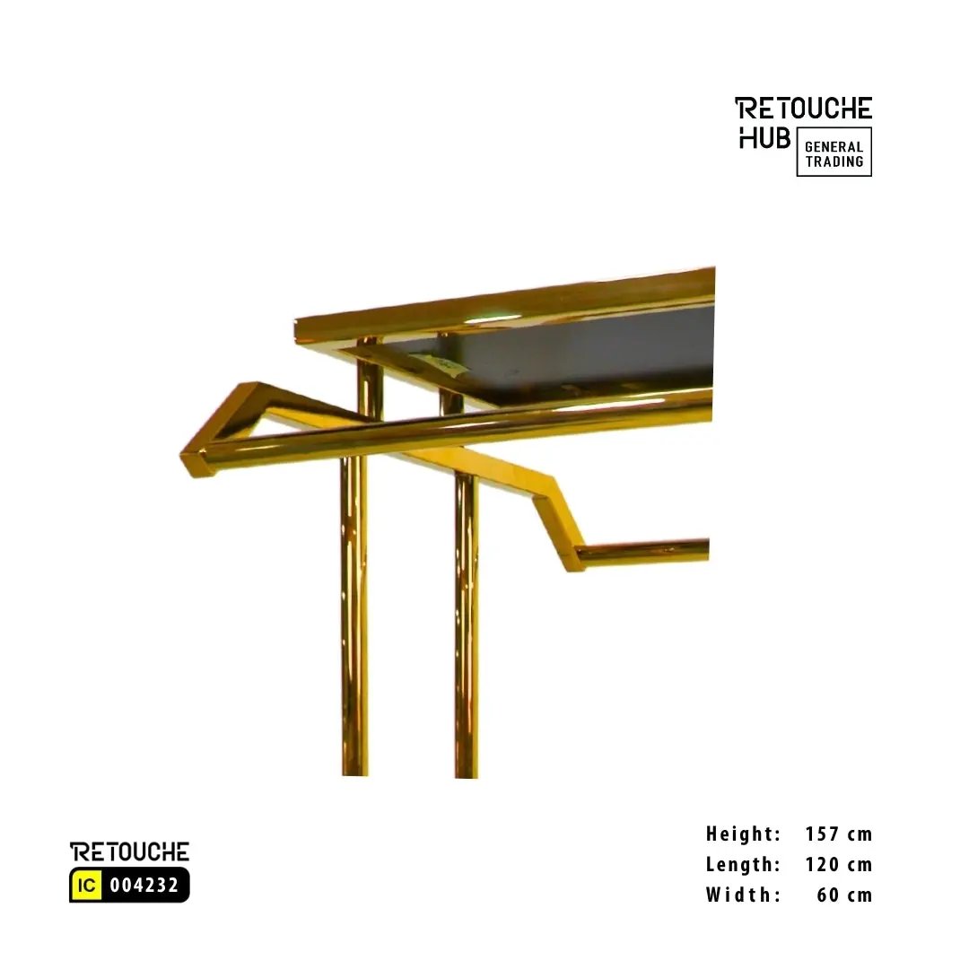 Clothes Stand | Gold Metal with Top Black Shelf | Modern & Durable Retouche Hub General Trading L.L.C
