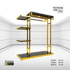 Clothes Stand | Gold Metal with Top Black Shelf | Modern & Durable Retouche Hub General Trading L.L.C