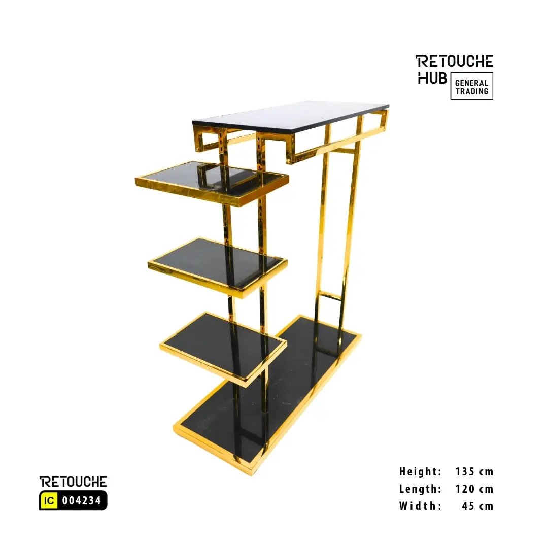 Clothes Stand | Gold Metal with Top Black Shelf | Modern & Durable Retouche Hub General Trading L.L.C