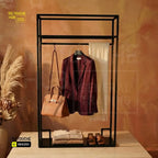 Clothes Stand | Metal with Black Shelf Retouche Hub General Trading L.L.C