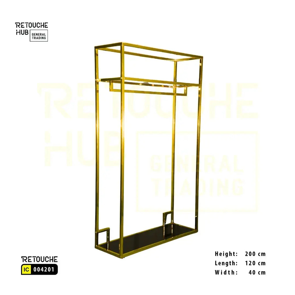 Clothes Stand | Metal with Black Shelf Retouche Hub General Trading L.L.C
