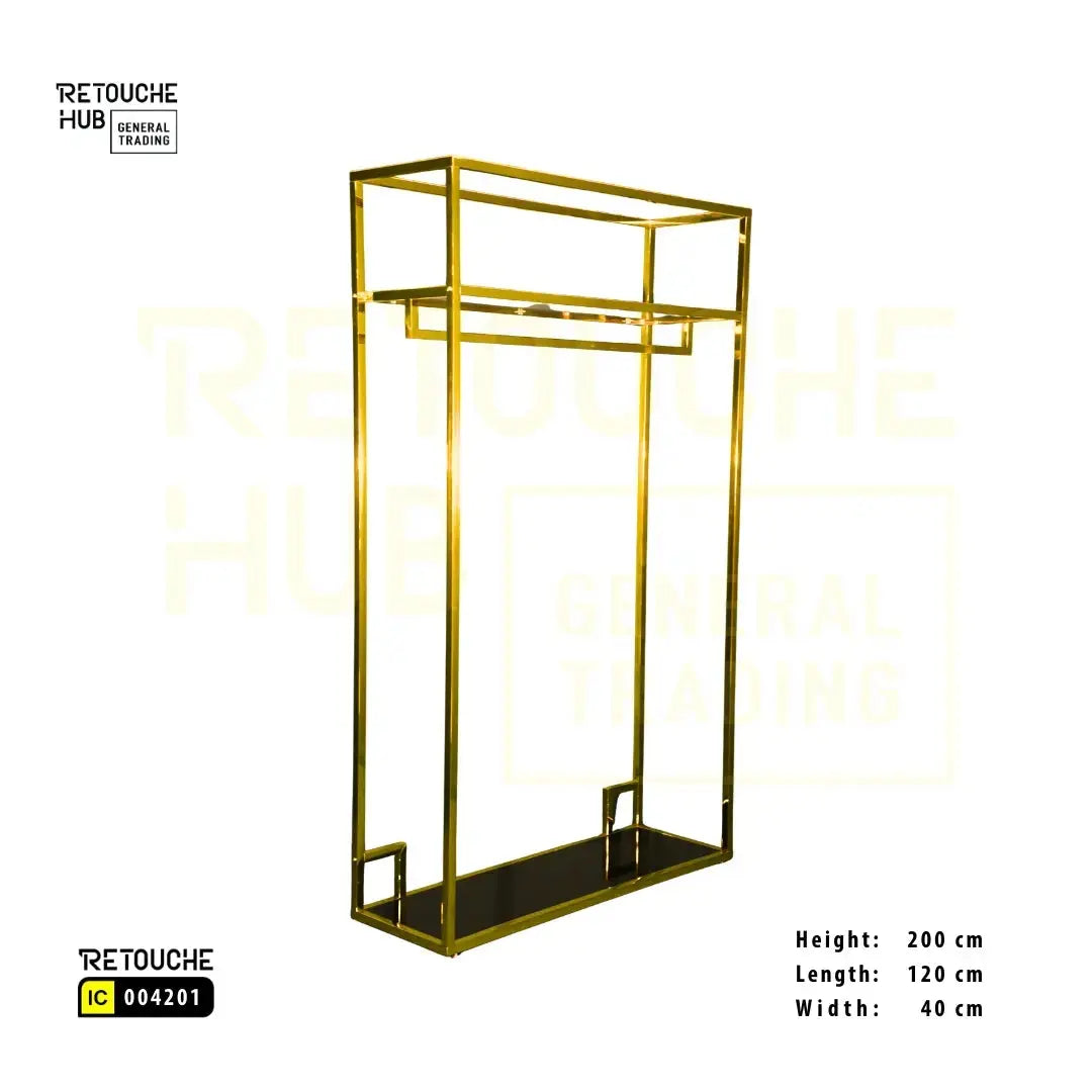 Clothes Stand | Metal with Black Shelf Retouche Hub General Trading L.L.C