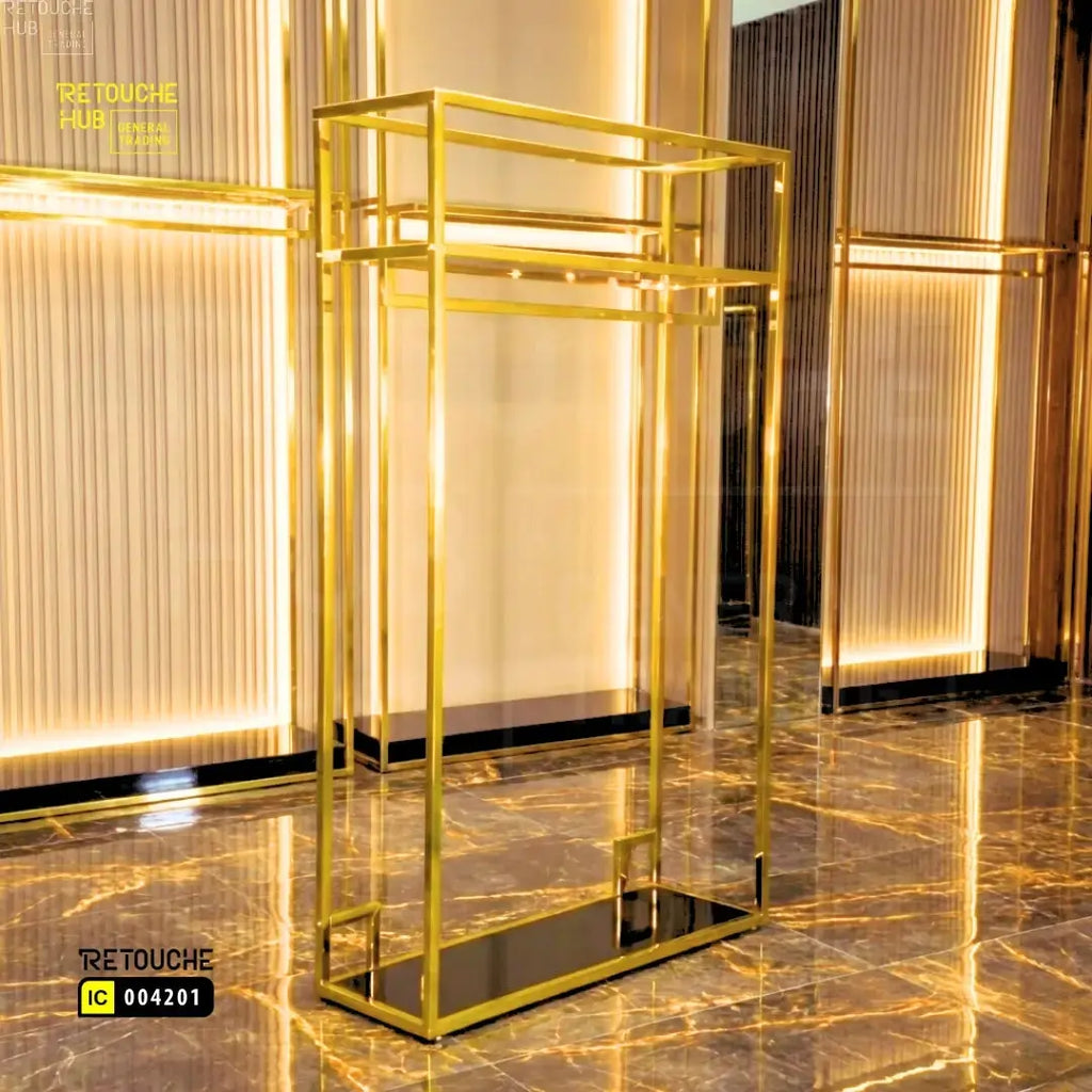 Clothes Stand | Metal with Black Shelf Retouche Hub General Trading L.L.C