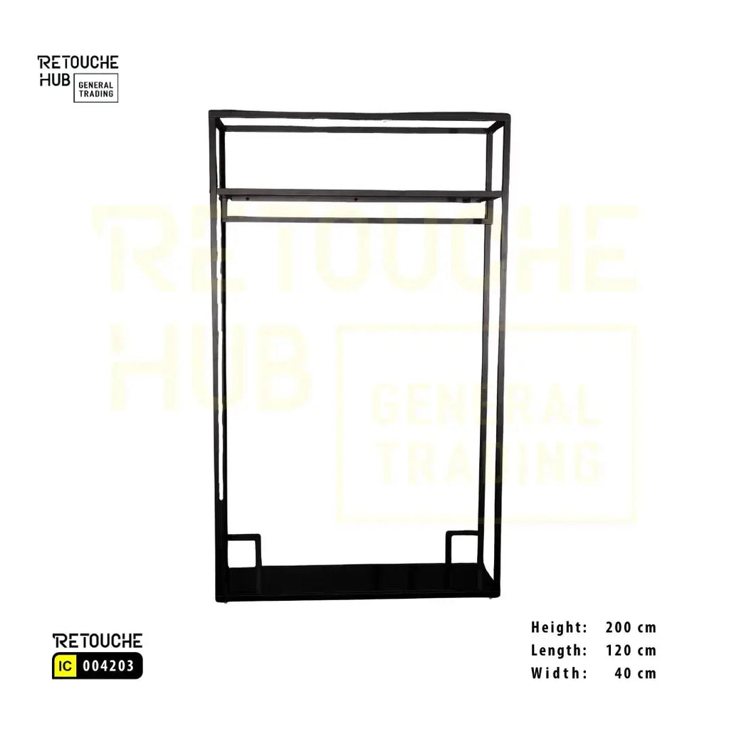 Clothes Stand | Metal with Black Shelf Retouche Hub General Trading L.L.C