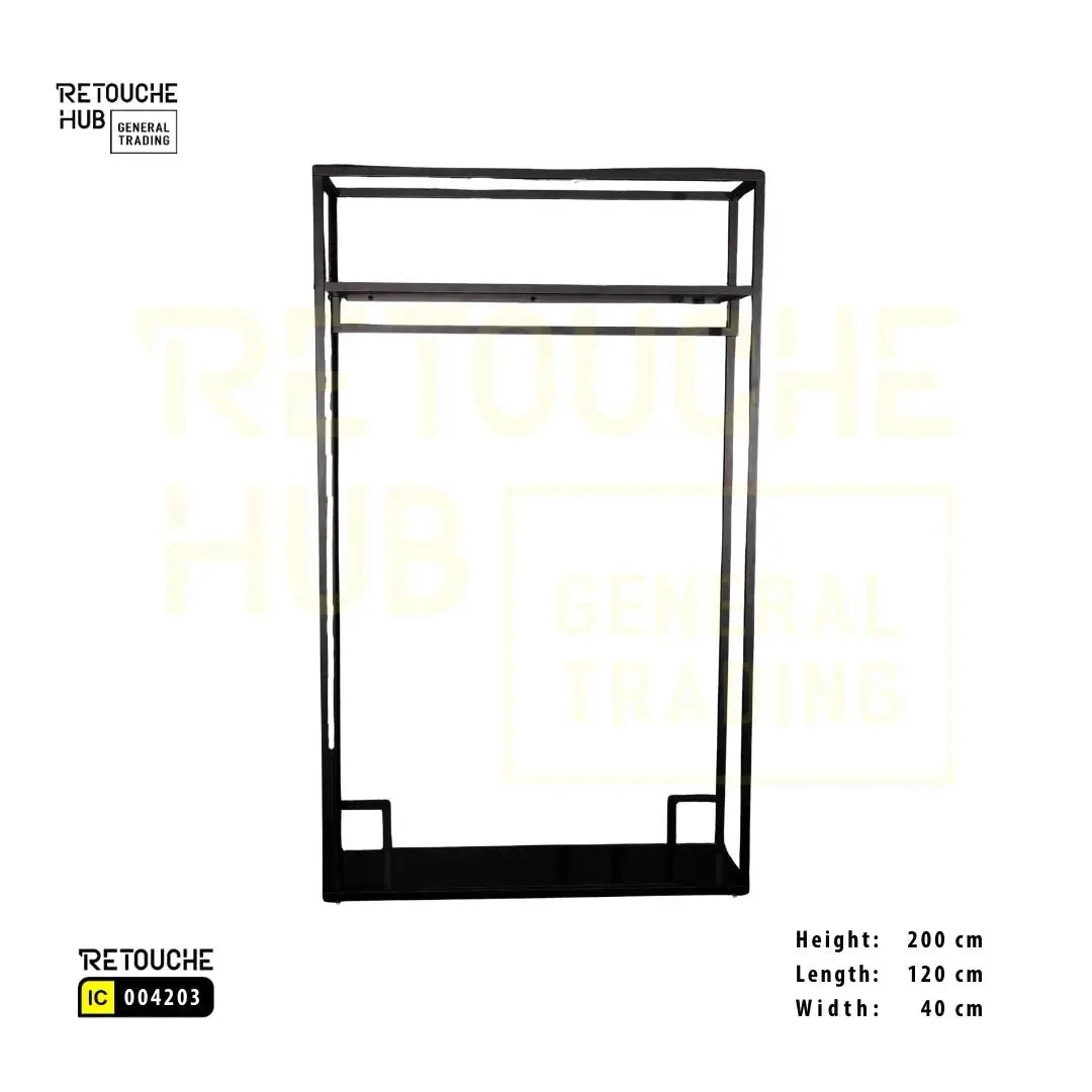 Clothes Stand | Metal with Black Shelf Retouche Hub General Trading L.L.C