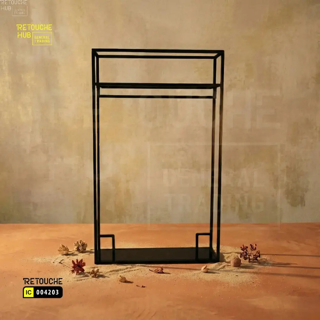 Clothes Stand | Metal with Black Shelf Retouche Hub General Trading L.L.C