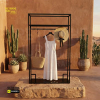 Clothes Stand | Metal with Black Shelf Retouche Hub General Trading L.L.C