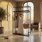 Clothes Stand | Metal with Black Shelf Retouche Hub General Trading L.L.C