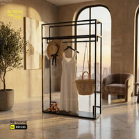 Clothes Stand | Metal with Black Shelf Retouche Hub General Trading L.L.C