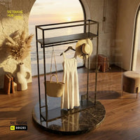Clothes Stand | Metal with Black Shelf Retouche Hub General Trading L.L.C