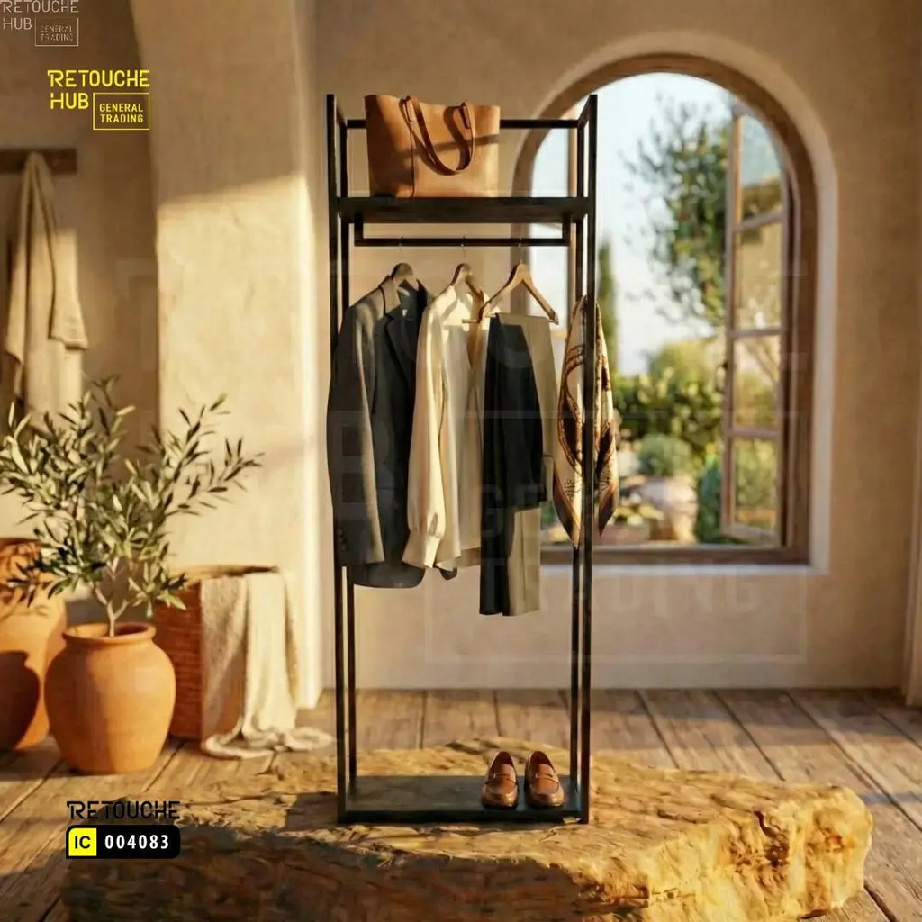 Display Hanging Stand with Top Shelves - Retouche Hub General Display Hanging Stand with Top Shelves - Retouche Hub General