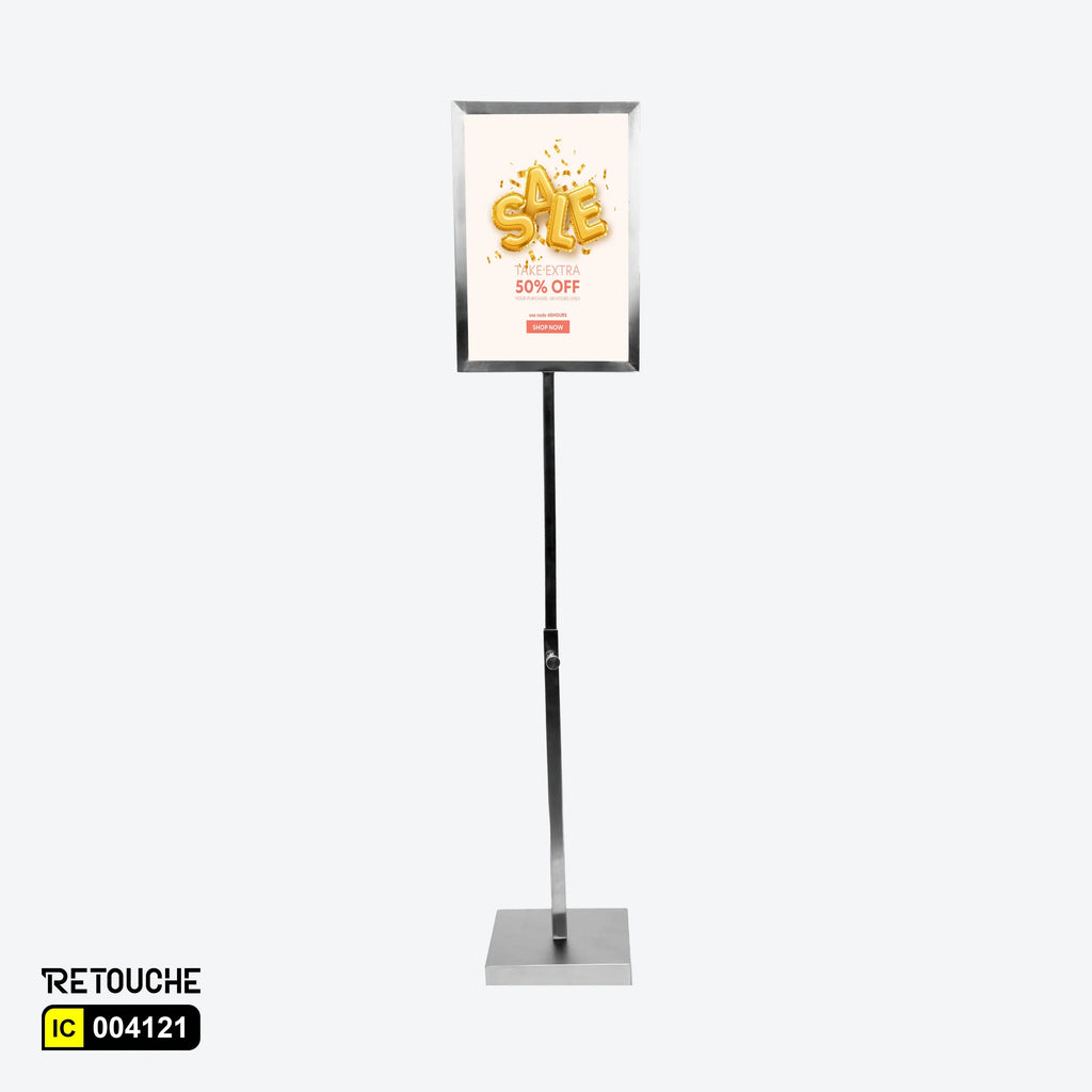 Display Poster Stand, Poster Size A5, Height-Adjustable, Metal, Silver Color Clothes Hanging Stands