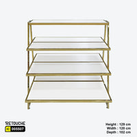 Display Stand, 4-Tier, Metal Frame with Wood Shelves Shelving Systems