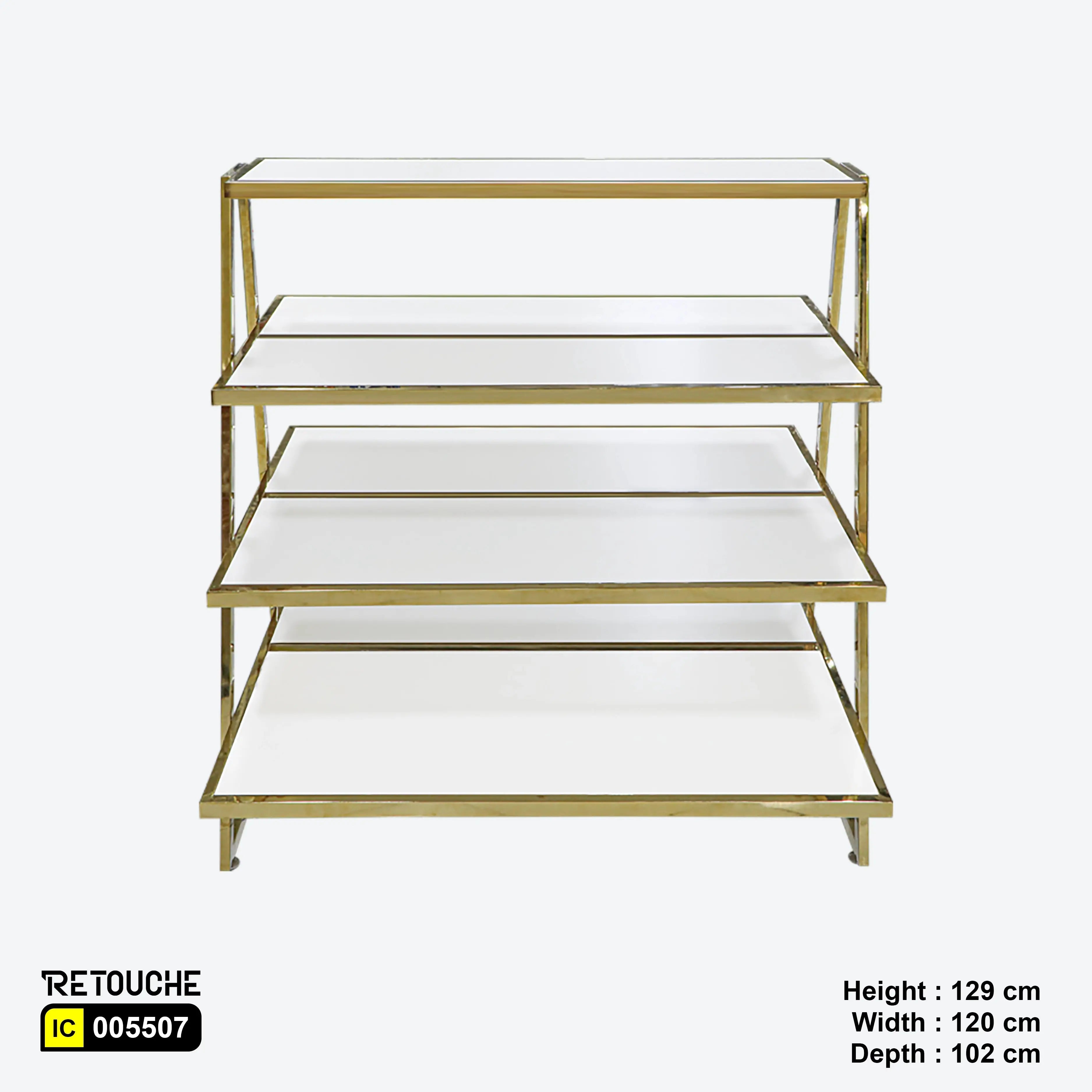 Display Stand, 4-Tier, Metal Frame with Wood Shelves Shelving Systems