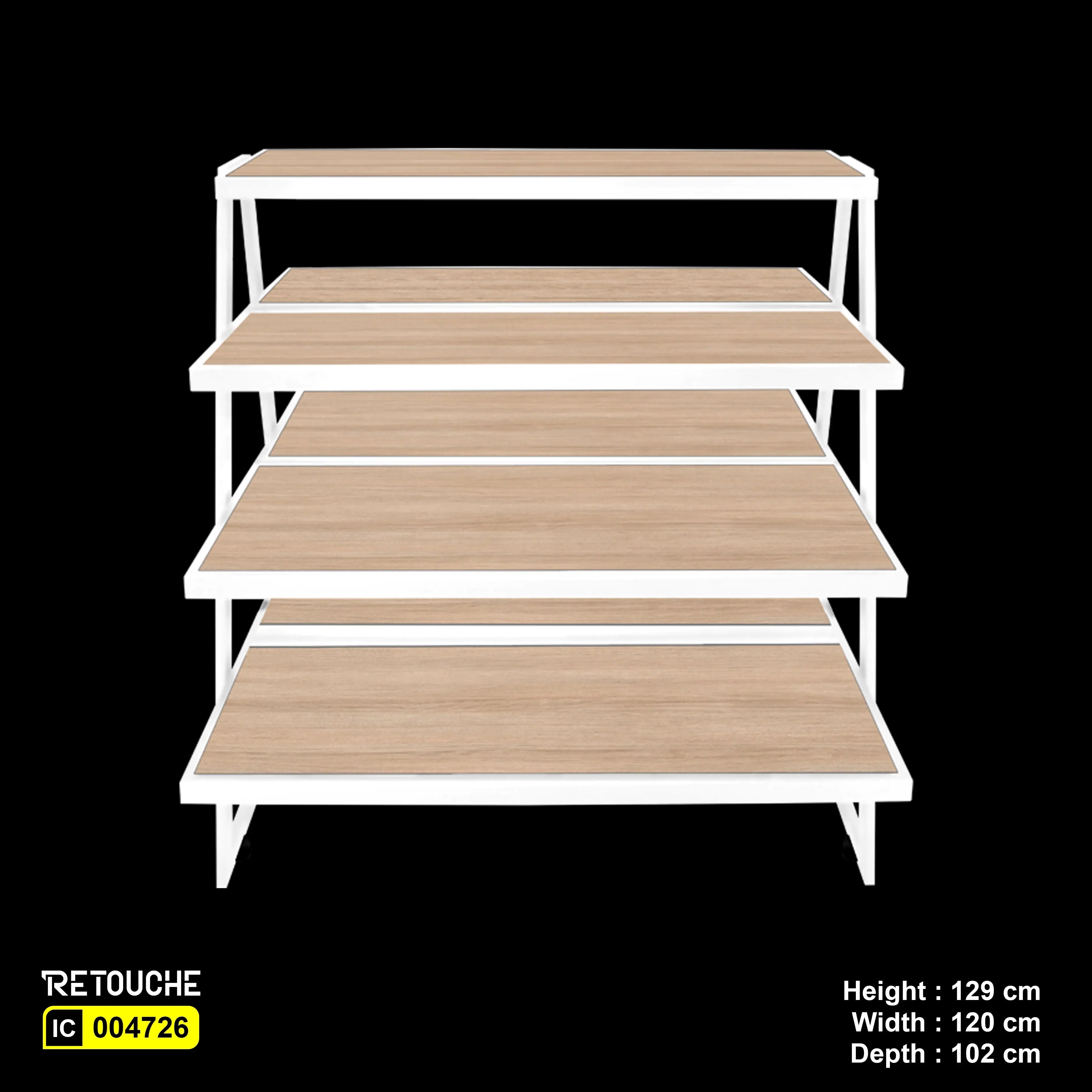 Display Stand, 4-Tier, Metal Frame with Wood Shelves Shelving Systems