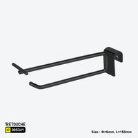Double Prong Display Hook for Oval Crossbar, Metal, Black Oval Tube & Accessories