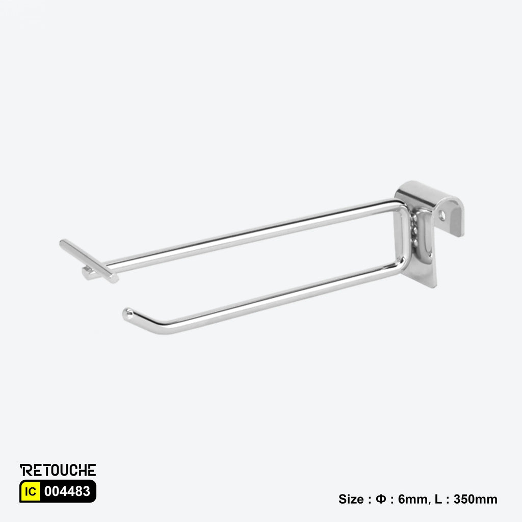 Double Prong Display Hook for Oval Crossbar, Metal, Chrome Oval Tube & Accessories