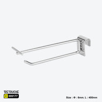 Double Prong Display Hook for Oval Crossbar, Metal, Chrome Oval Tube & Accessories