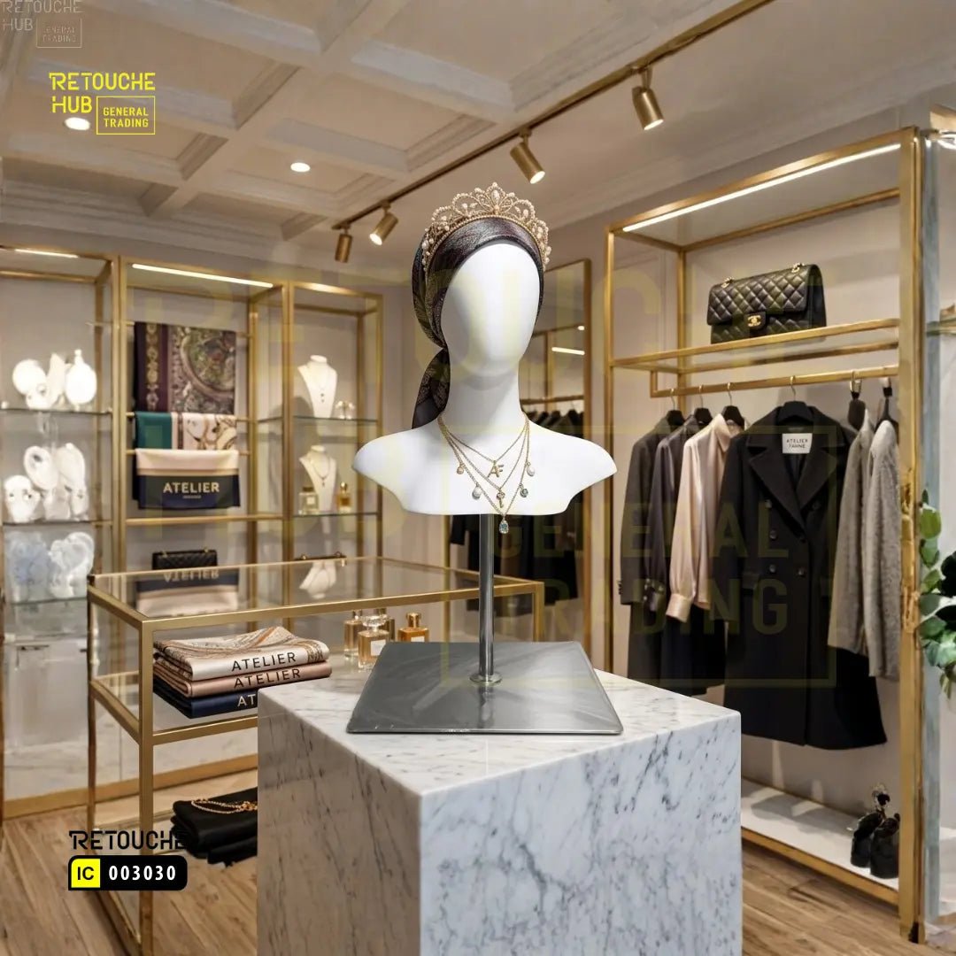 Female Head Display Mannequin with Stand Retouche Hub General Trading L.L.C