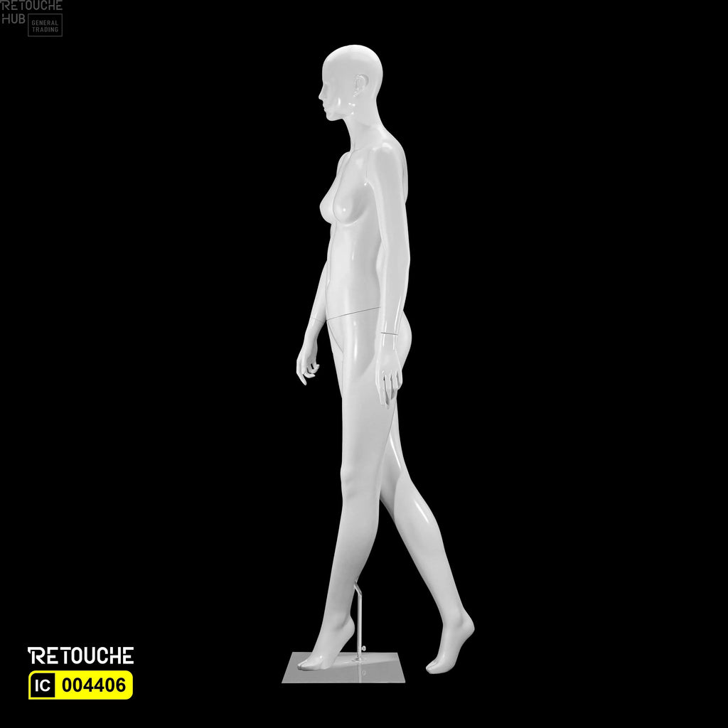 Female Mannequin, Abstract Face, Full Body, Glossy White Color Female Mannequin