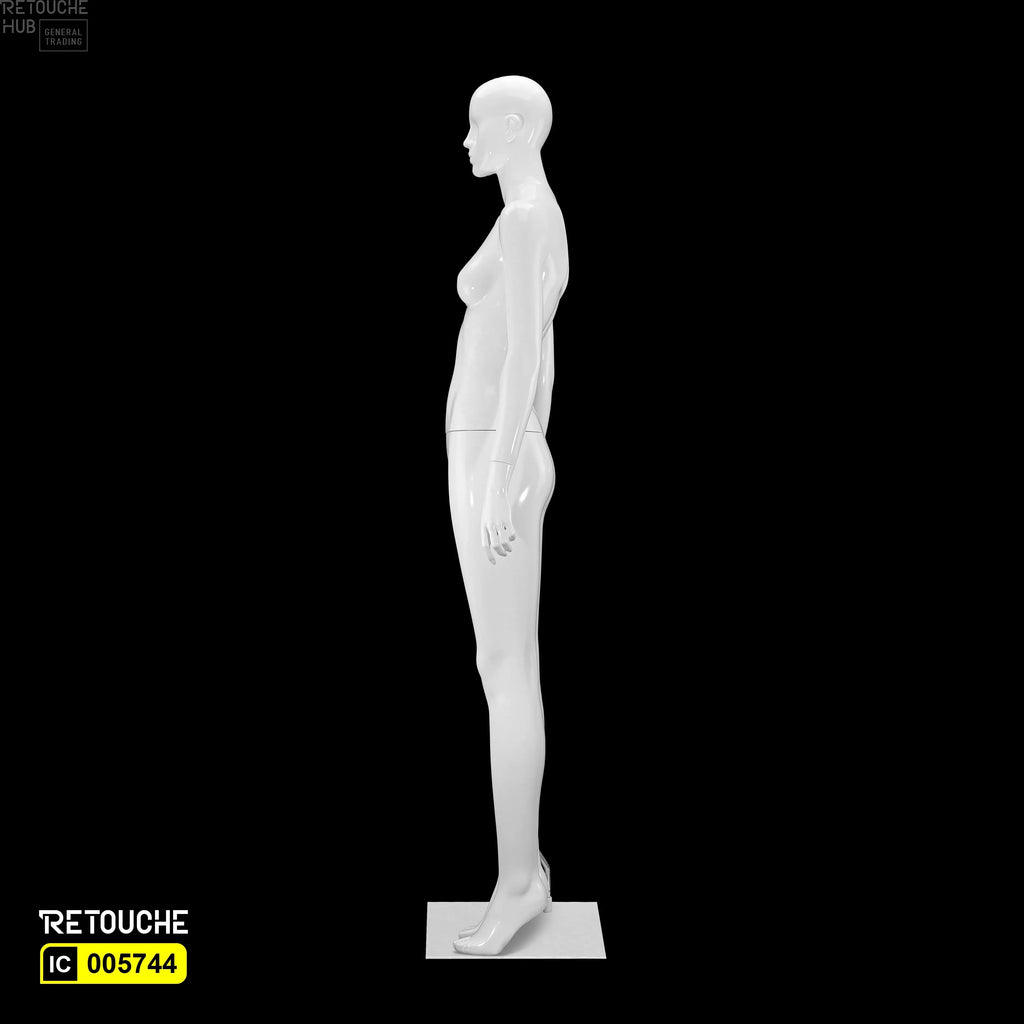 Female Mannequin, Abstract Face, Full Body, Glossy White Color Female Mannequin