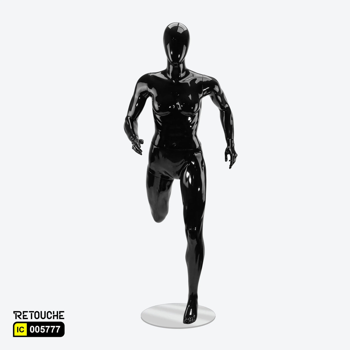 Female Mannequin, Athletic, Egg Face, Full Body, Glossy Black Color Female Mannequin