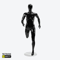 Female Mannequin, Athletic, Egg Face, Full Body, Glossy Black Color Female Mannequin