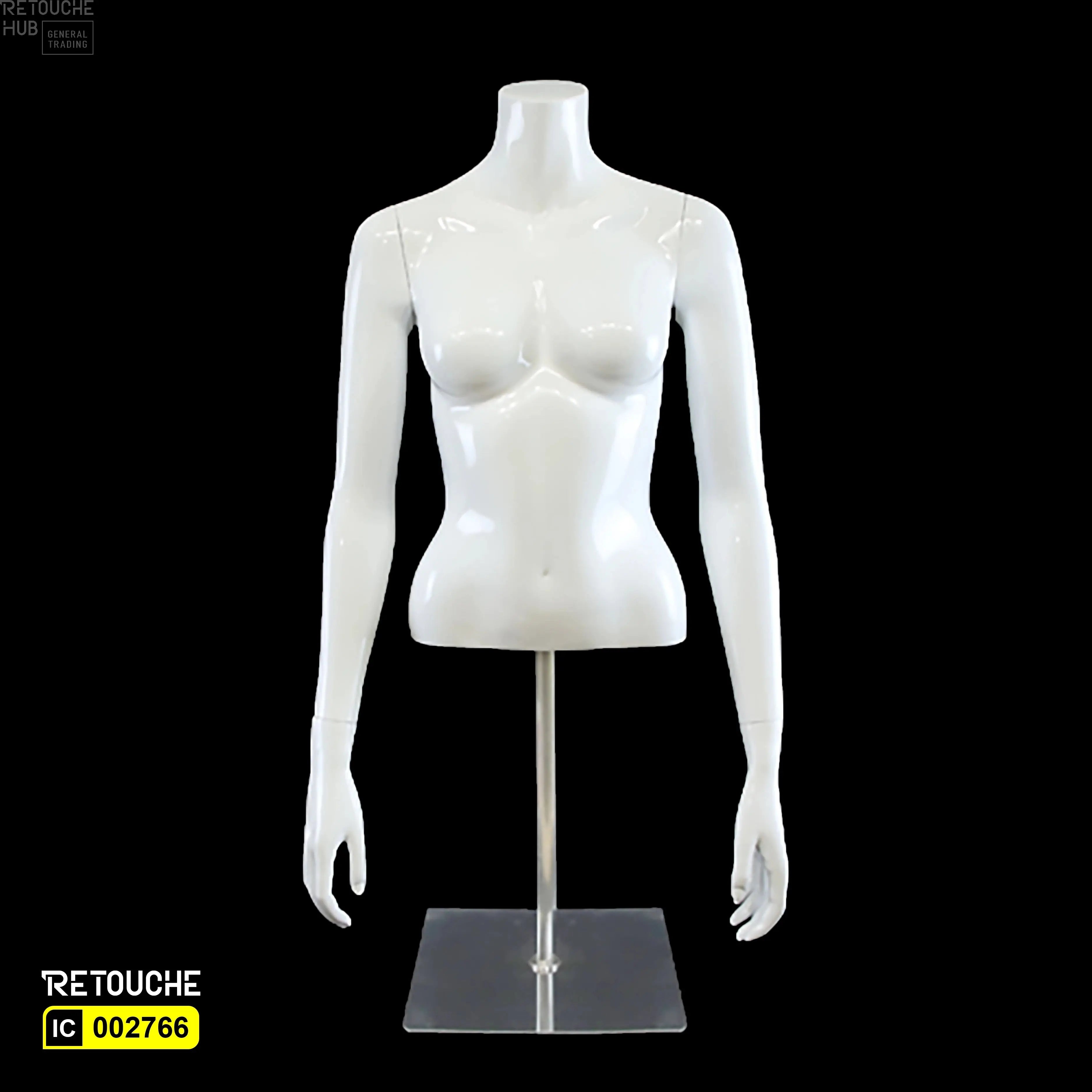 Female Mannequin, Bust, Upper Half-Body on Metal Base (Hw-104Hl) - Retouche Hub General Trading LLC®