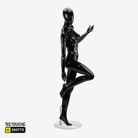 Female Mannequin, Egg Face, Full Body, Glossy Black Color Female Mannequin