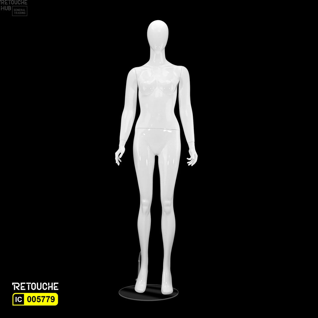 Female Mannequin, Egg Face, Full Body, Glossy White Color Female Mannequin