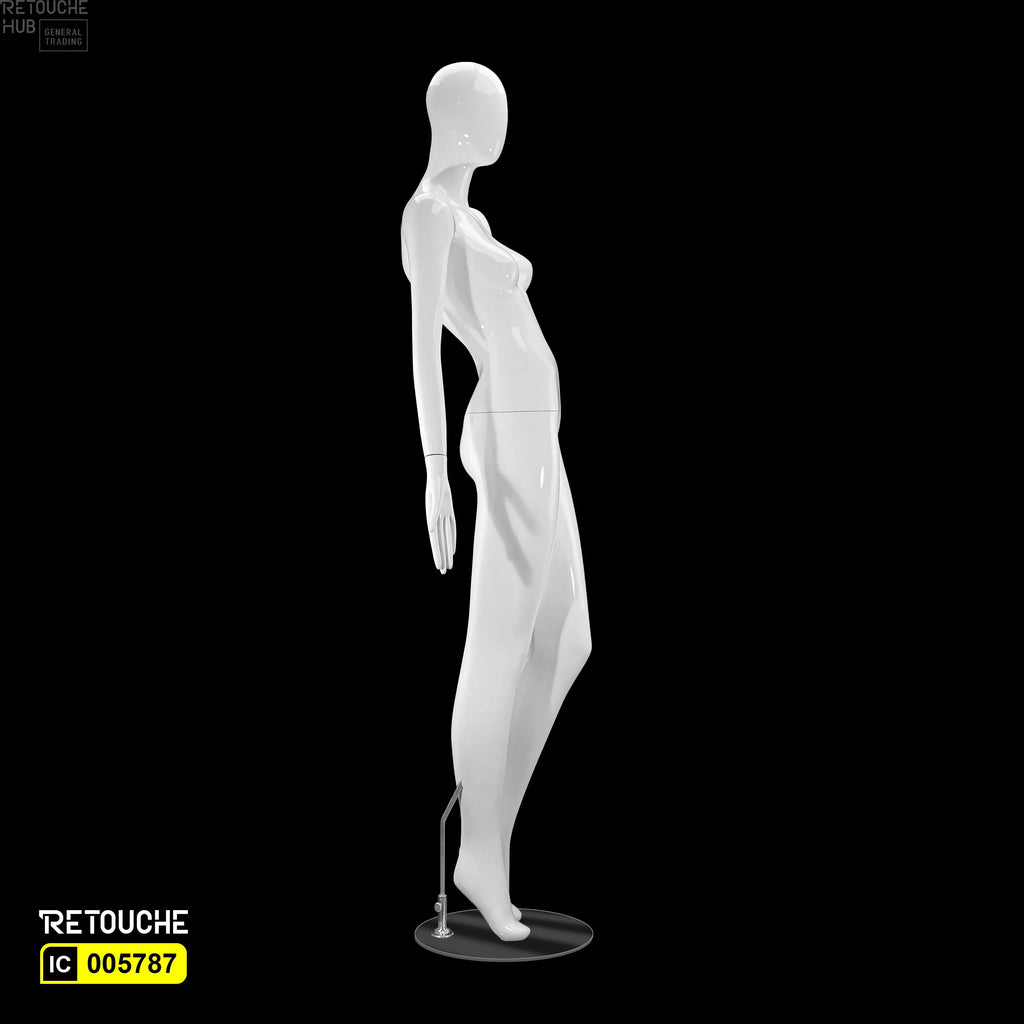 Female Mannequin, Egg Face, Full Body, Glossy White Color Female Mannequin